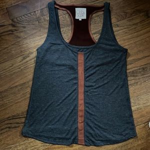 Chaser leather racer back charcoal gray tank top size small